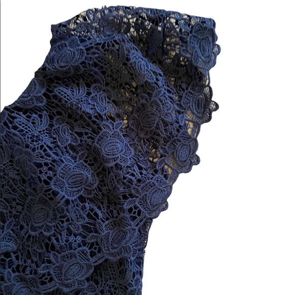 Nanette Lepore Lace Asymmetric One-Shoulder Cocktail Dress Navy Size 4 - Picture 5 of 9